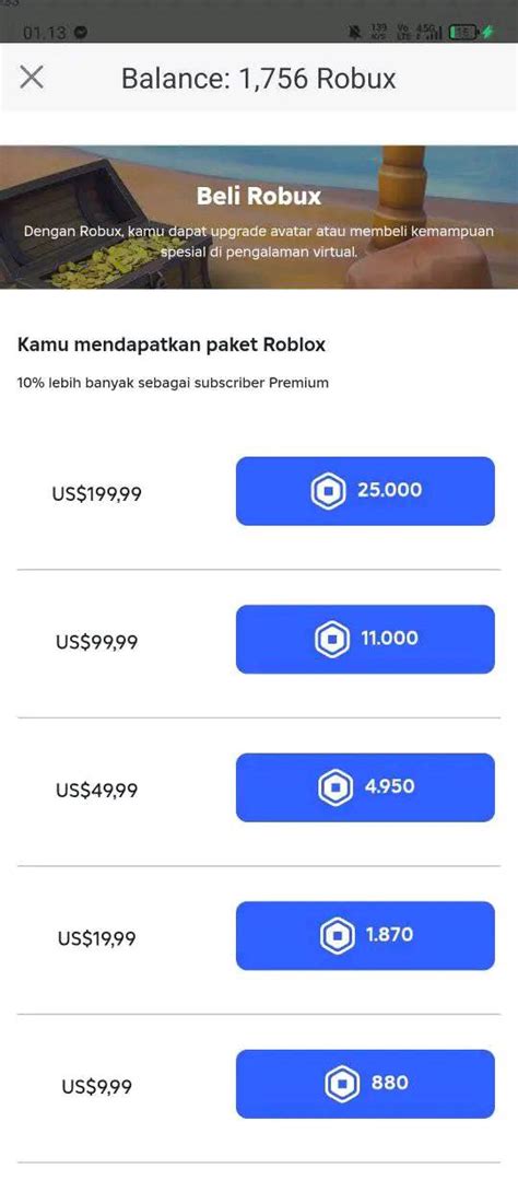 hp gaming termurah dapat sebagai paket favorit Robux Limit Tersedia yakin topup nominal image 2
